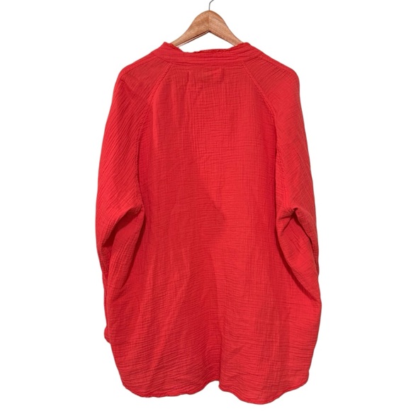 Free People We the Free Oversized Distressed Pink Rose Button Down Shirt Size XS - Picture 5 of 11